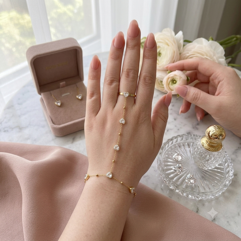 Gold Hand Chain Ring