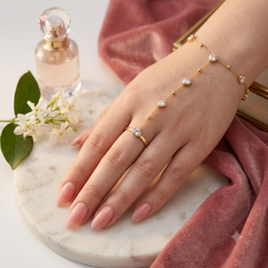 Gold Hand Chain Ring