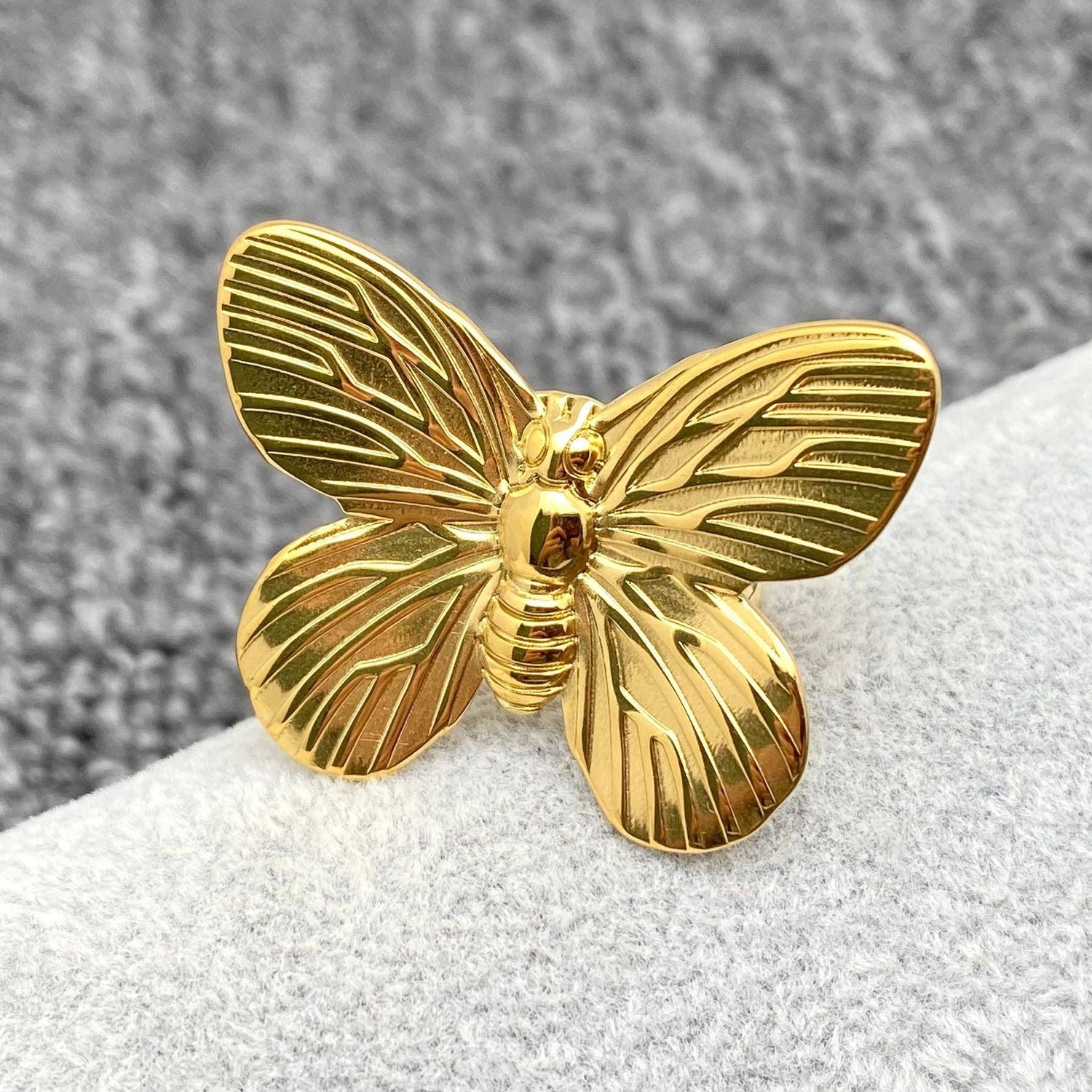 Golden Butterfly Adjustable Ring
